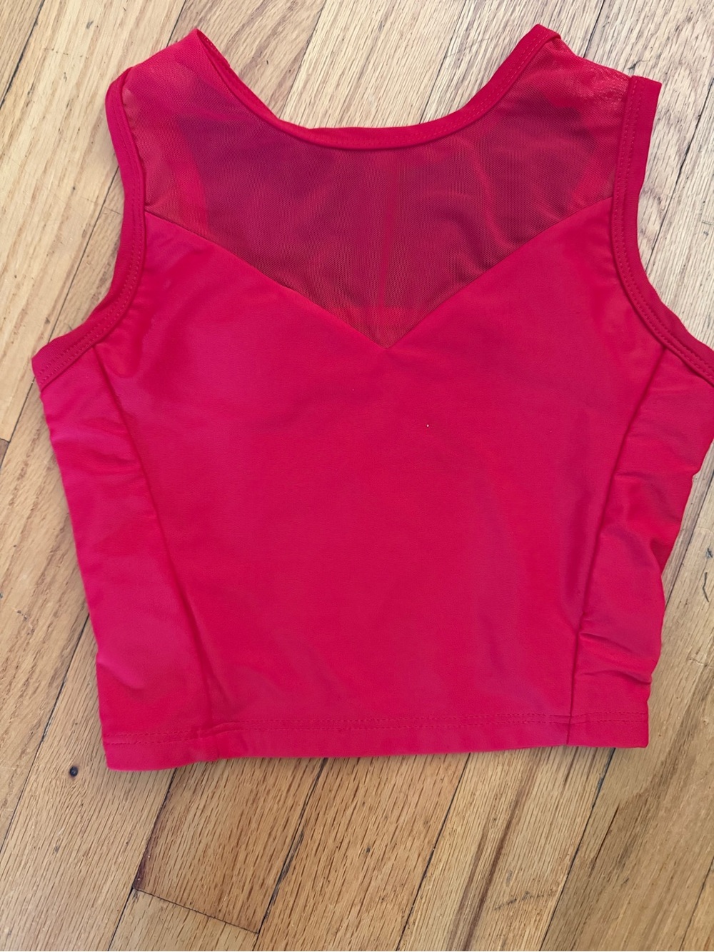 Girls' Red Dance Crop Top with Mesh Back